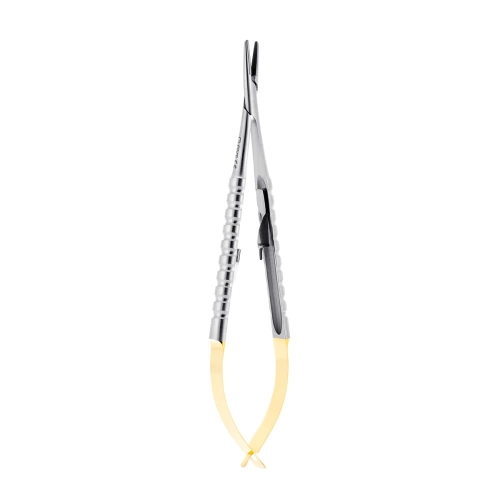 Igłotrzymacz chirurgiczny Castroviejo prosty precyzyjny 14cm TC gold