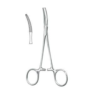 Kleszczyki chirurgiczne do otrzewnej Mikulicz Baby 1x2 zagięte 14,5 cm