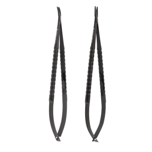 Igłotrzymacz z okrągłą rączką typu Castroviejo 18 cm TC czarna ceramika