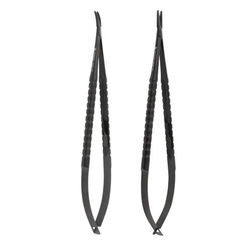 Igłotrzymacz z okrągłą rączką typu Castroviejo 18 cm TC czarna ceramika